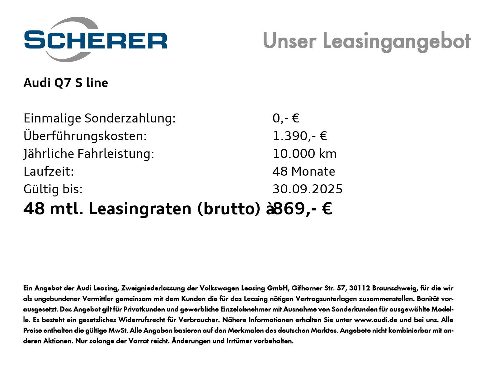 Audi Q7 SUV S line TFSI e quattro 290 kW tiptronic