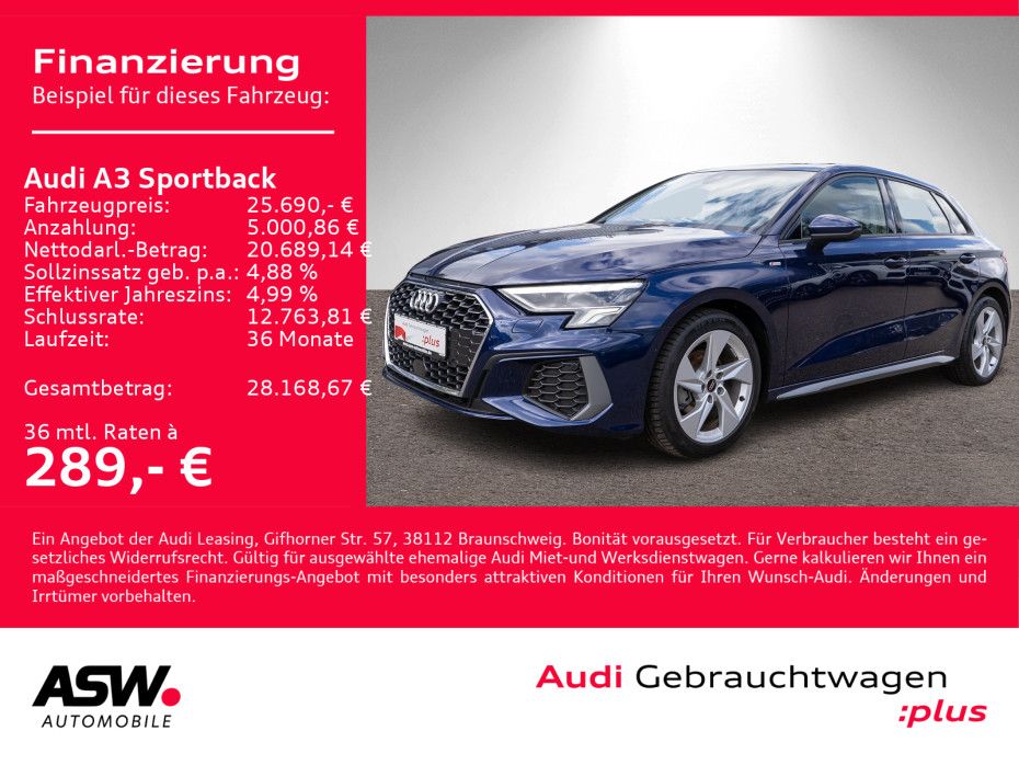 Audi A3 Sportback S line 30TDI Stronic Navi LED Pano