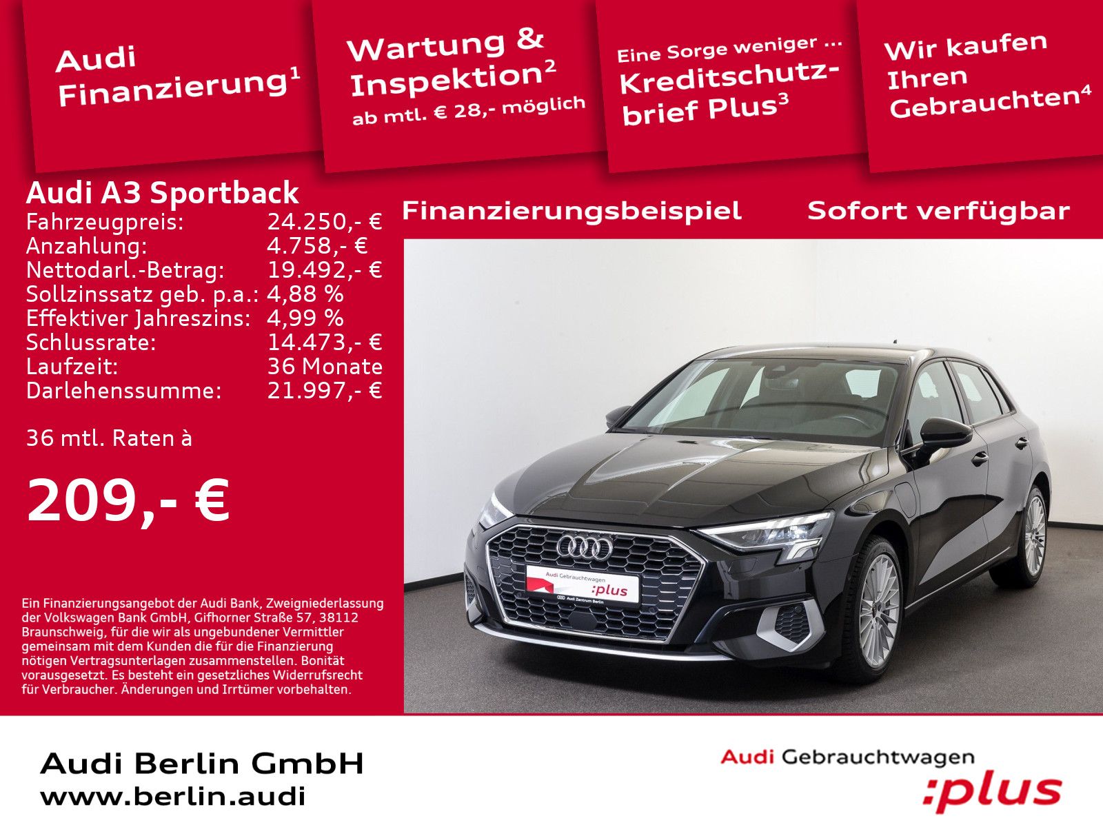 Audi A3 Sportback advanced 40 TFSI e S tr. - Samsaru's Car Outlet